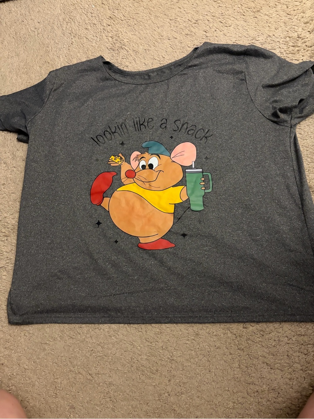 Charcoal Gray Short Sleeve Graphic Tee - 'Lookin' Like a Snack'